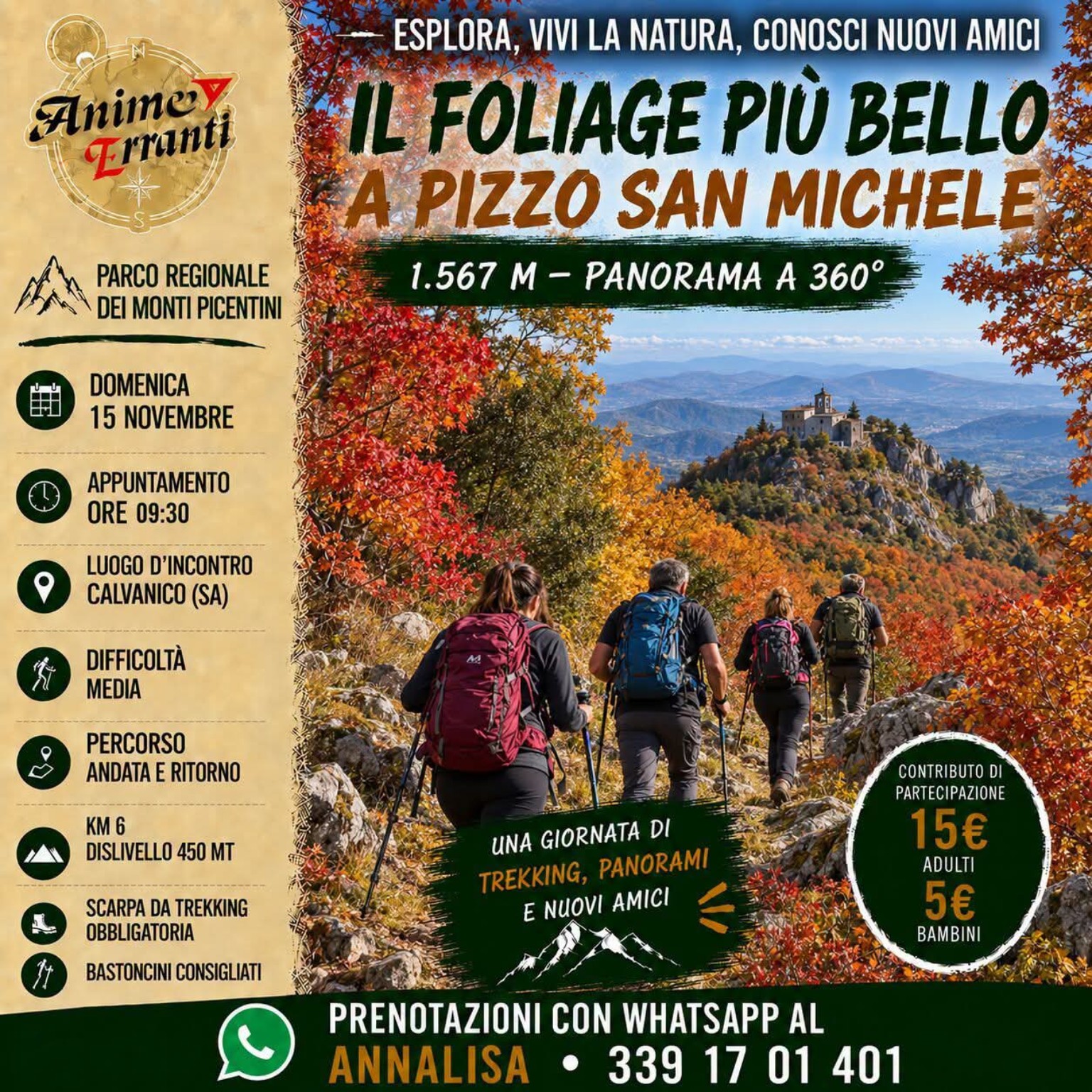 Locandina Il foliage più bello a Pizzo San Michele – 15 novembre 2026